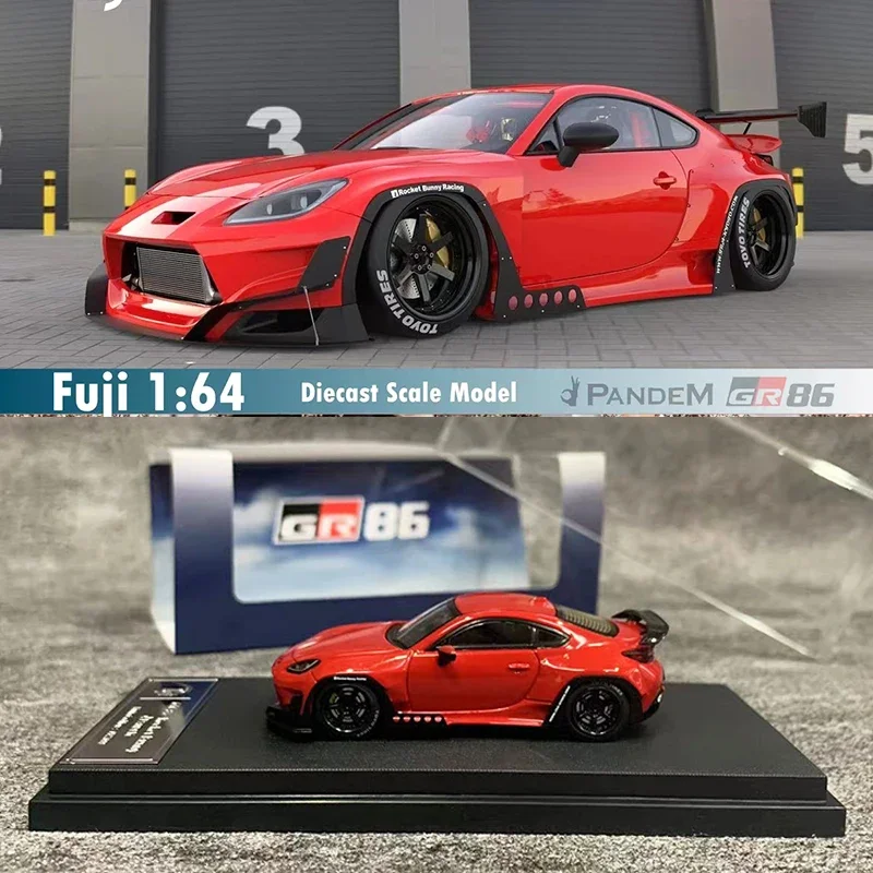 

Модель автомобиля Fuji 1:64 Pandem GR86 Rocket Bunny, литье под давлением, красного цвета