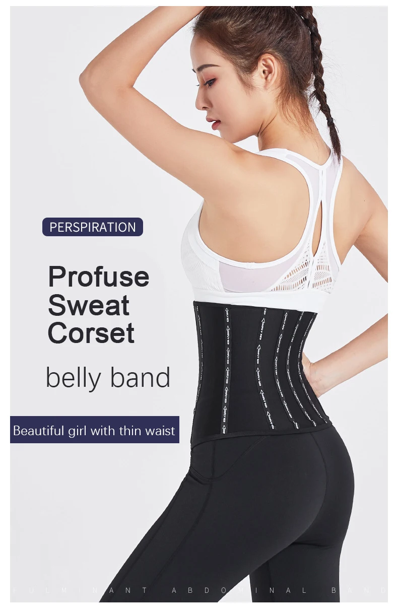 Description Picture 5 of itemSauna Sweat Belt Sweat to Lose Weight Woman Postpartum Waist Trainer Slimming Sheath Woman Flat Belly Fat Burning Girdle