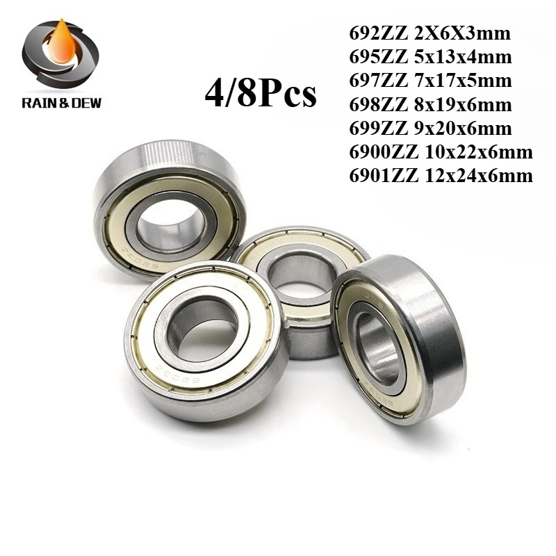 4/8pcs 692ZZ 901ZZ Bearing 6901-2Z 6901Z Deep Groove Ball Bearings 12* ...