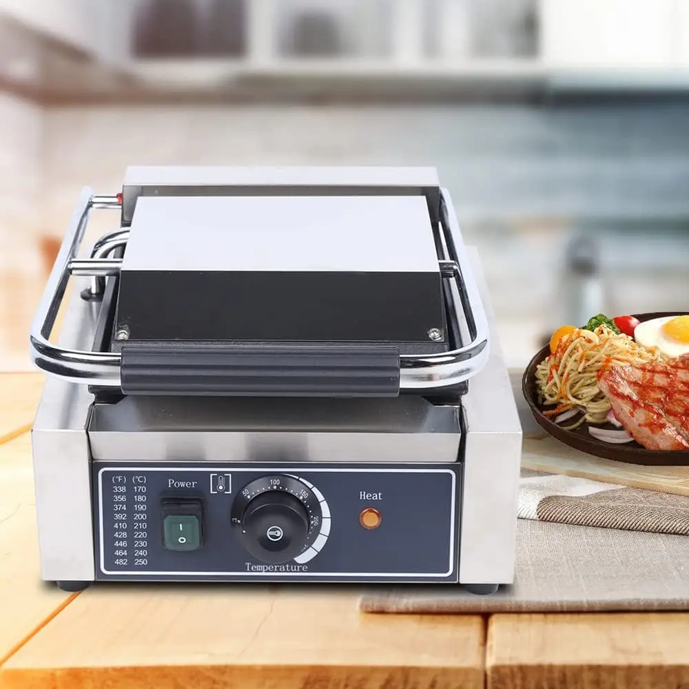 Electric Griddle, 1800W Single Flat Plates Electric Stainless Steel Sandwich Maker Smooth Flat Surface Sandwich Tempe 3