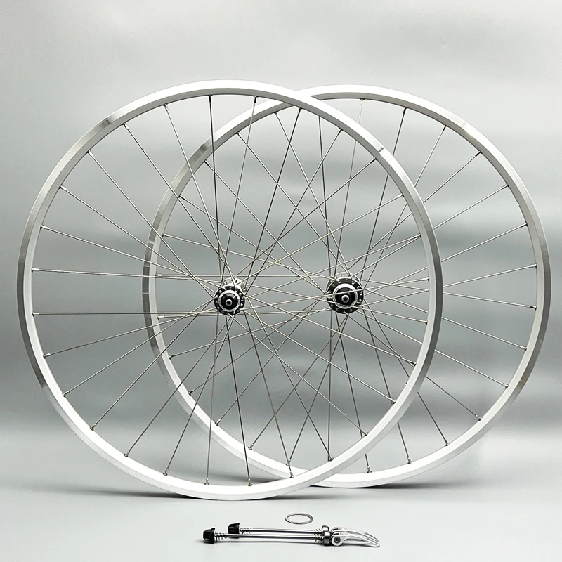 

700C Road Bicycle Wheelset Aluminum Alloy Double-layer Silver V-brake C-brake Retro Wheelset 8-11Speed Cassette HG Tower Base