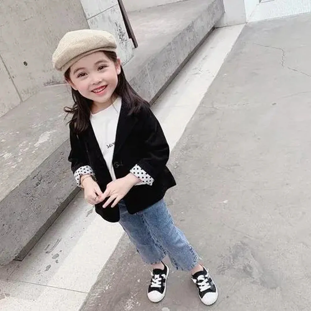 Ropa para niños de 2 a 11 años, traje negro liso con cuello de pico para  niñas, Blazer escolar informal, chaqueta para niñas de 6, 8, 9, 10 y 11 años|  | - AliExpress