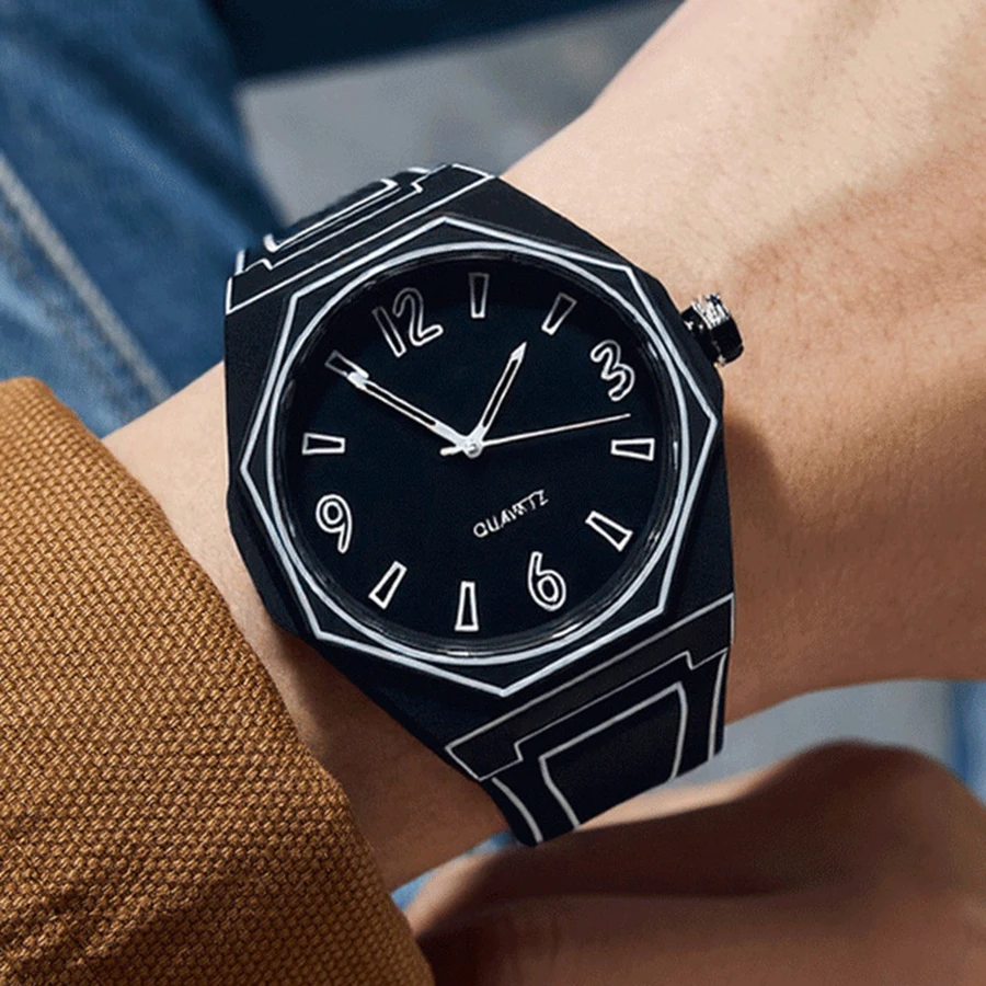 New Men's Watches Business Waterproof Silicone Wristbands Fashionable And Casual Quartz Watches for man Male Teen Reloj Hombre