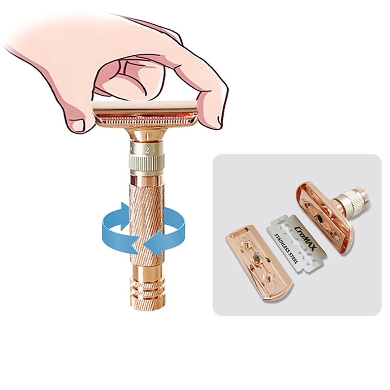 Whityle 13T Neues Design 1-8 Einstellbarer klassischer Doppelkanten-Sicherheitsrasierer Rasierer mit Edelstahlklinge Bester Rasierer für Männer – Detail 6