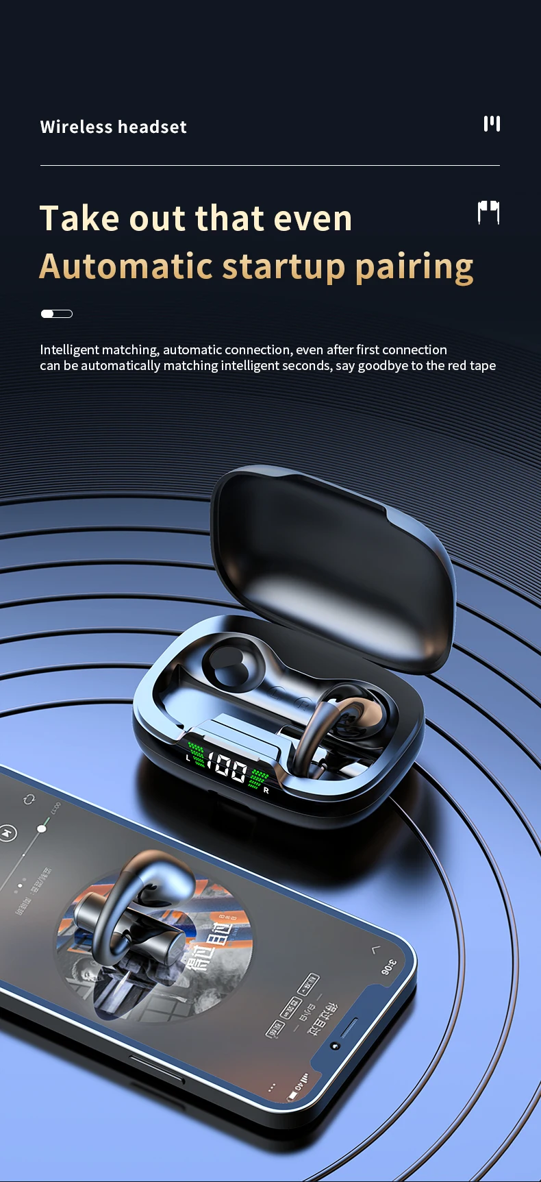 TWS Clip-On Wireless Bluetooth Earbuds with Innovative Painless Wear Technology for Sports Seabb17a722464338887e33e060dc62d1W