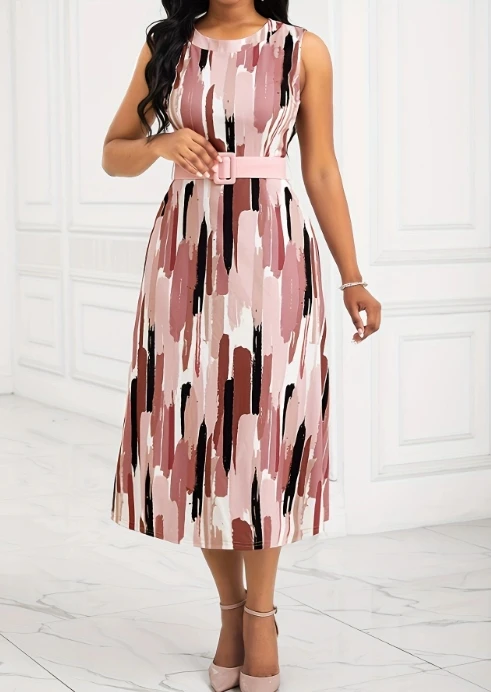 

Two Pieces of Casual Women Outfits 2023 Winter New Fashion Round Neck Printed Sleeveless Dress&solid Coat Elegant Commuting