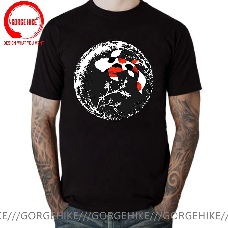 New Koi Fish Enso Funny T-Shirt Japanese Kanji Harajuku T Shirt Gothic Balance Koi Carp Tshirt Boyfriend Gift Vestiti Oversize