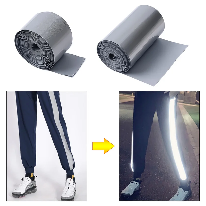 5m Reflektierende Wärme Transfer Film Sicherheit Reflektor Aufkleber Tasche Schuhe Tuch Wärme Decals Fahrbahn Nacht Warnung Streifen 2/5cm/rolle