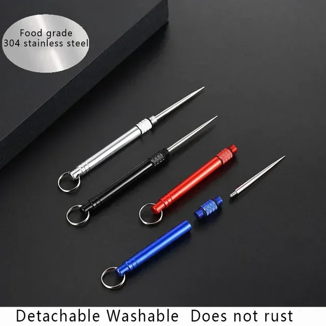 Titanium Outdoor EDC Portable Multi-Purpose Toothpick Bottle Fruit Fork Camping Tool Toothpick Tube Is More Durable Than Floss 5