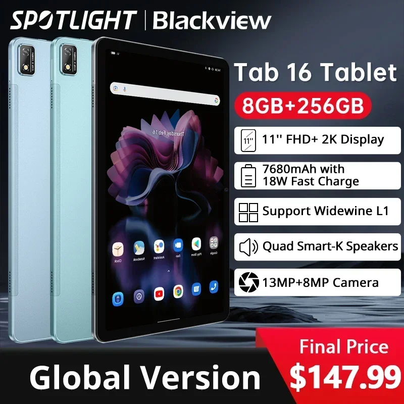 

Планшет Blackview Tab 16, 8 + 256 ГБ, 11 дюймов, 7680 мАч