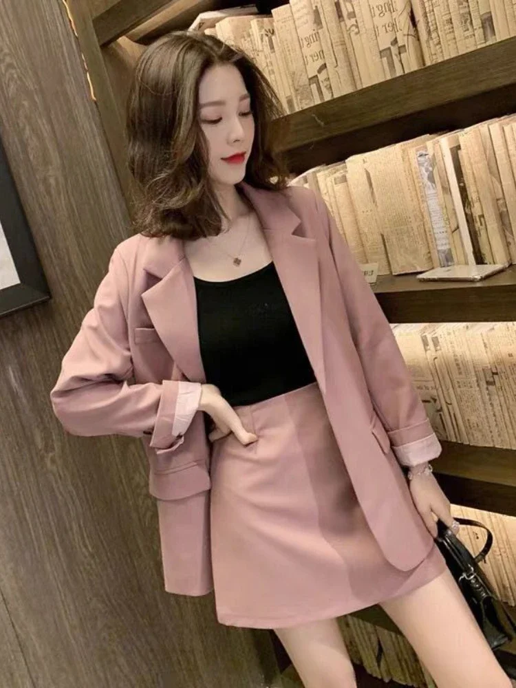 

UNXX Spring Blazer Skirt Two Piece Set Women Temperament Celebrity Suit Coat + Hip Skirt Korean Office Lady Two-piece Suit Women