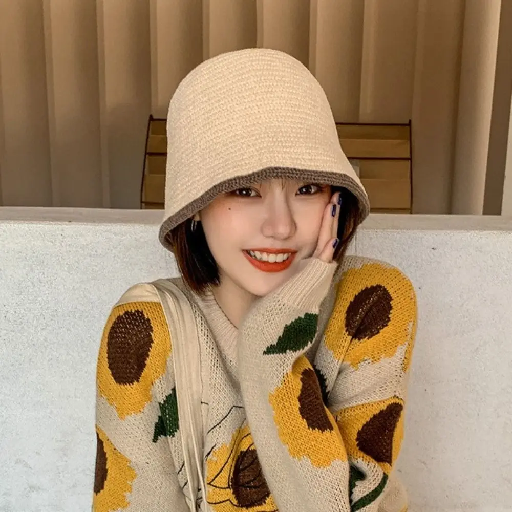 

Fashion Korean Style Winter Outdoor Head Wear Thick Beanie Hat Crochet Caps Fisherman Hat Knitted Bonnet