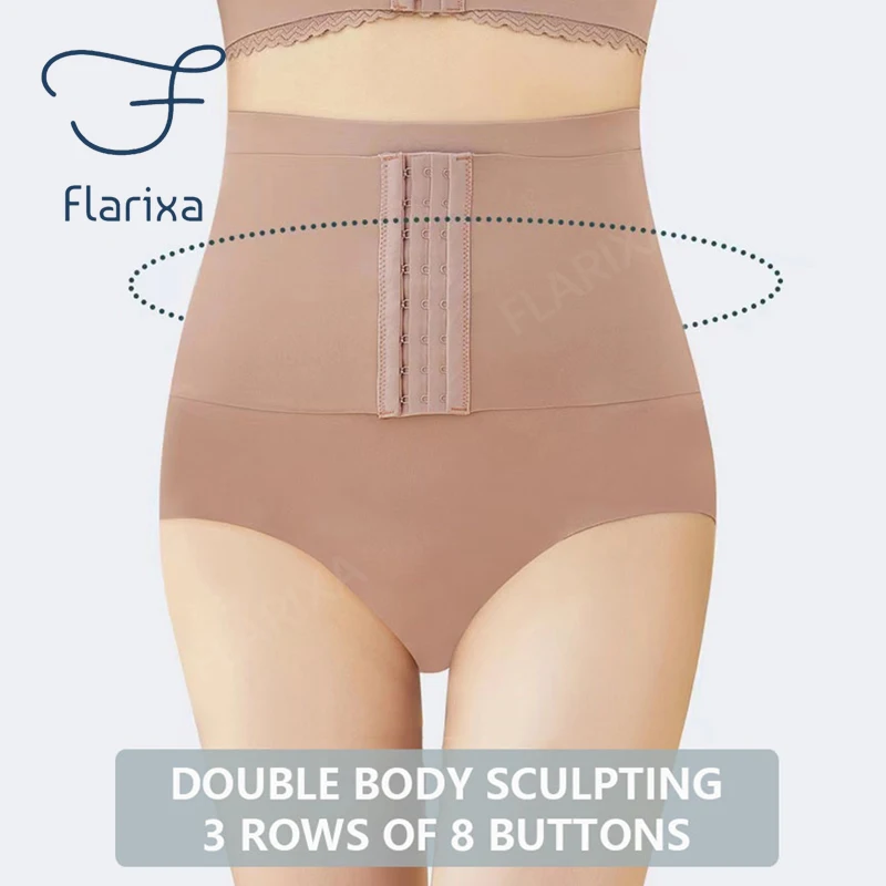 Flarixa 2 in 1 Hip Lift Flat Belly Women's Panties Body Shapewear Women Thin Waist Trainer Body Shaper Sculpting Corset waist trainer shapewear panties push up panties shapewear workout pants butt hip enhancer ice silk panties