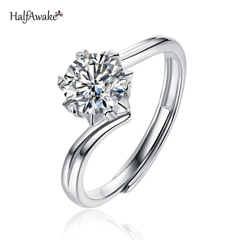 

Classic Six Claw 3ct D Color Moissanite S925 Sterling Silver Twist Arm Snowflake Ring For Women Free Shipping Engagement Wedding