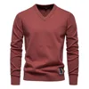 Autumn Winter Pullover Men's Sweater V-neck Solid Color Long Sleeve Men Clothing Warm Sweaters Men Casual Fashion Sweater Tops 5