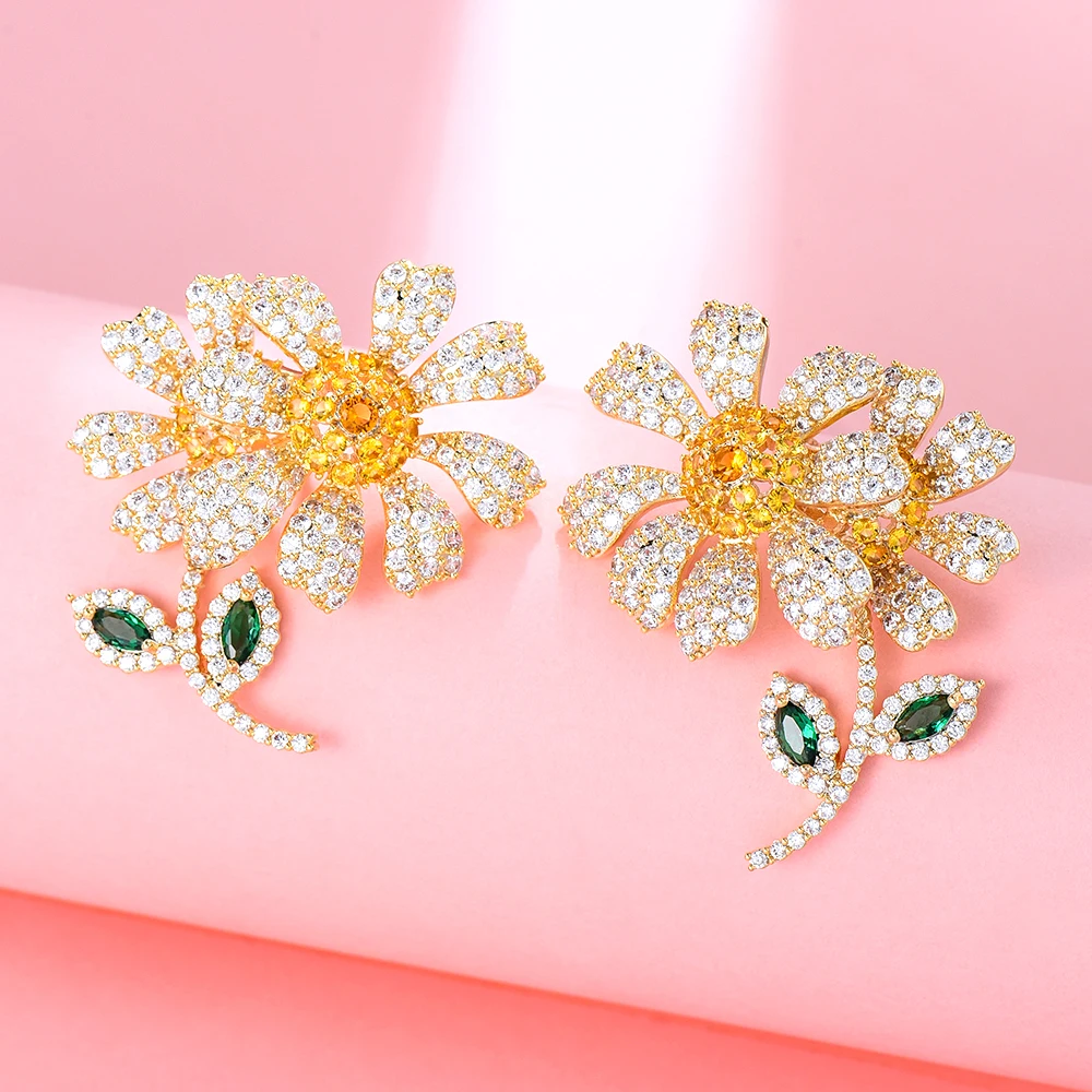 

Kellybola Charm Flowers Earrings For Women Wedding Gorgeous Luxury Sweet Romantic Brincos Female DIY Fashion Jewelry Gift 2022