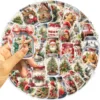 50 Pcs Cartoon Christmas Bottle Sticker Pack Waterproof Transparent PET Party Material Decoration Guitar Notebook 6