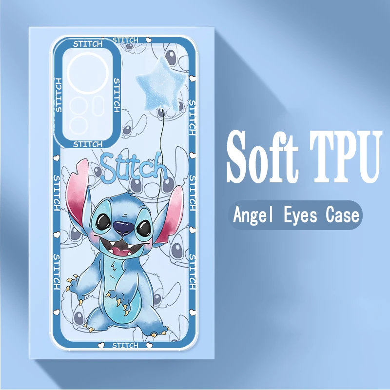 Stitch Cute Lilo Angel For Xiaomi Redmi Note 12 11 10 9 8 4G 5G Pro Redmi 12C 10C 9A A1 Angel Eyes Transparent Phone Case Fundas