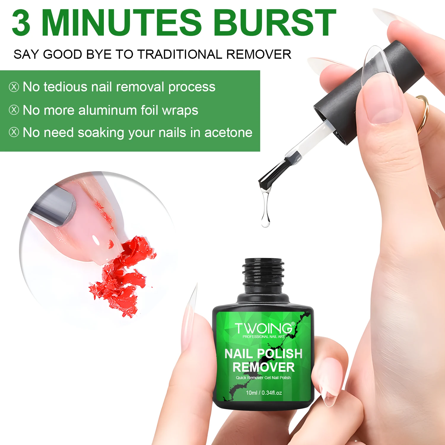 10ml Gel Nail Polish Remover, Quickly Easily Removes Uv Gel Polishes Within 2-5 Minutes, Magic Soak-Off Quick Nail Glue Remover 4