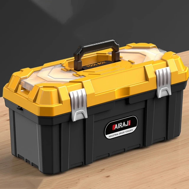 17 Inch Plastic Tool Box with Handle Tray Compartment Storage Box Hammer  Pliers Screwdriver Tool Holder