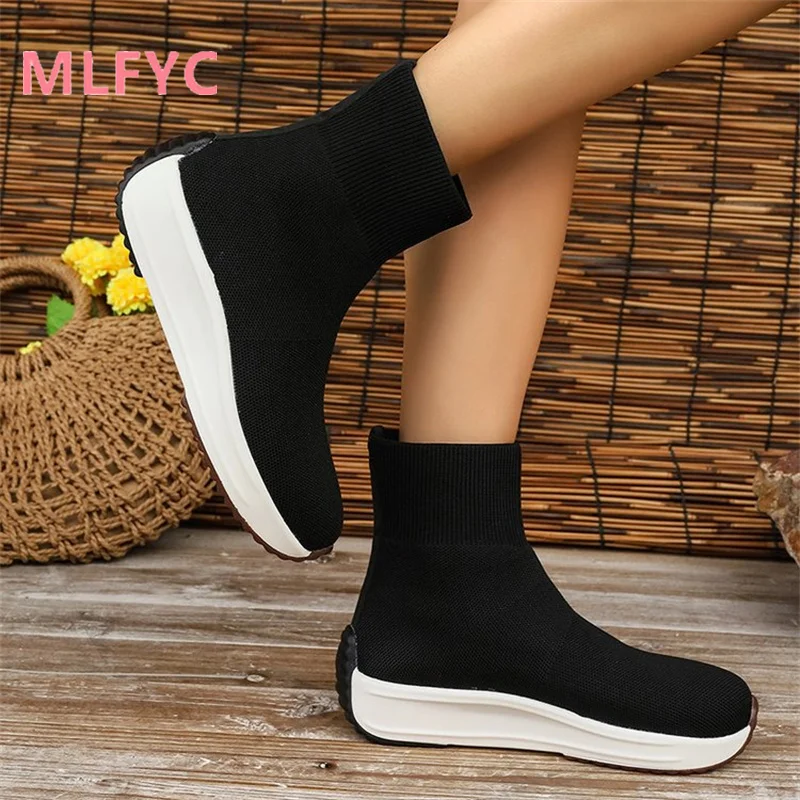 Women High Top Single Shoes Ladies Autumn New Leisure Breathable Round Head Pullover Female Shoes Flat Bottom Simple Shoes Mujer