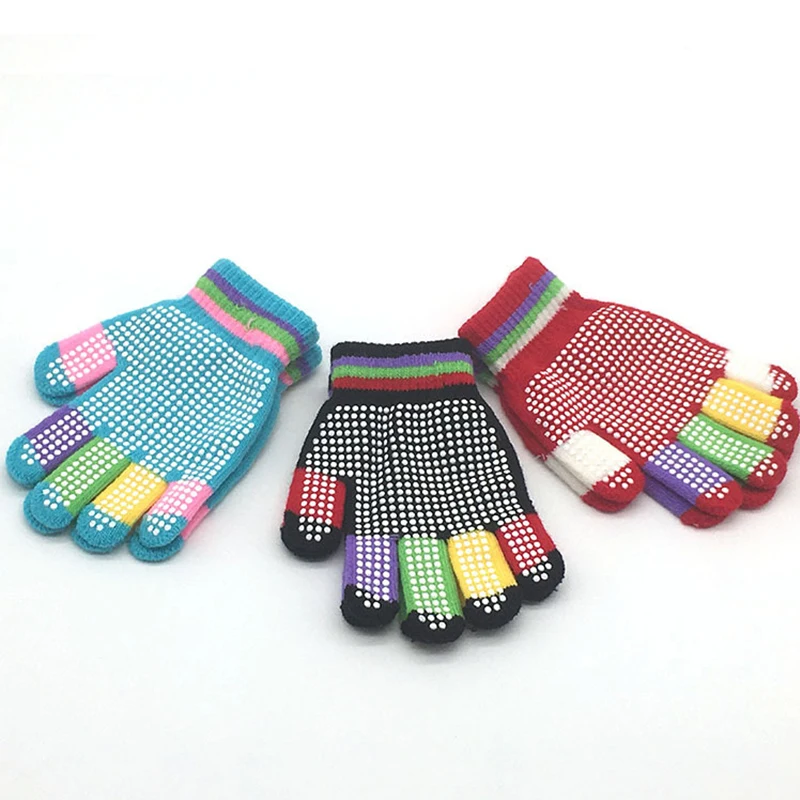 6 Colors Winter Keep Warm Knitted Kids Gloves Children Girl Boys Soft Non-slip Full Finger Mittens Wrist Gloves Wholesale 2