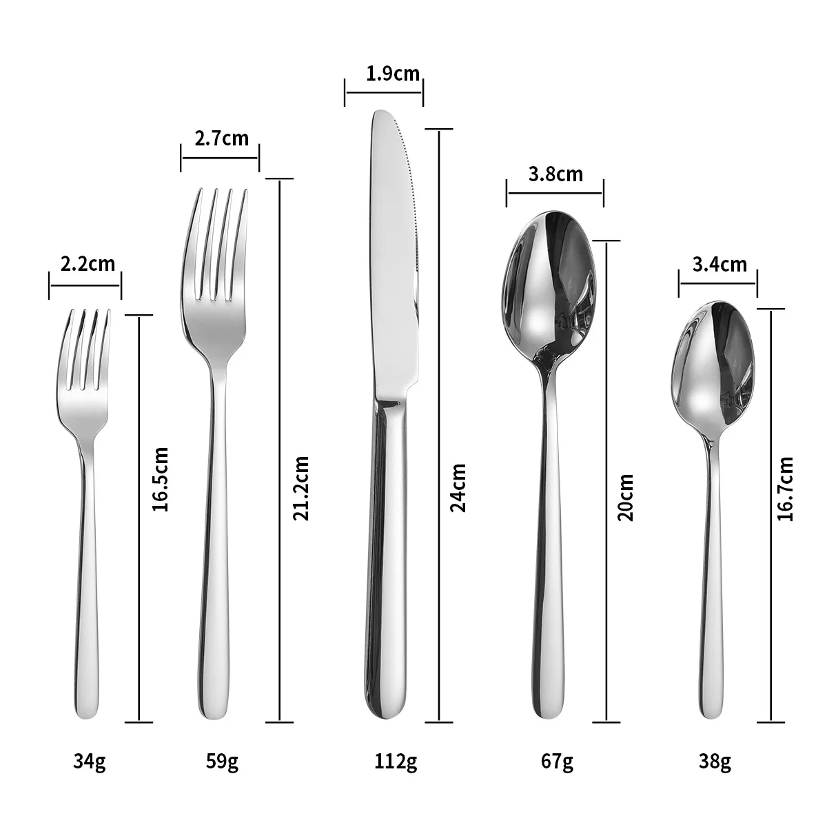 5Pcs stainless steel dinnerware hotel high-end Western food tableware foreign trade steak knife, fork and spoon cutlery set