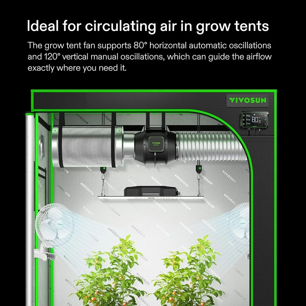 AeroWave A6 Grow Tent Clip Fan, Patented Portable Auto Oscillating Fan 6" with 2-Speed, Strong Airflow but Low Noise 2