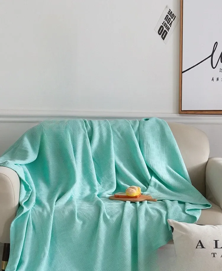 Gauze Blanket Plain Blue Sofa Bed Cover Bedspread Home Outdoor Solid Thin Summer Quilt For Baby Gril Adult
