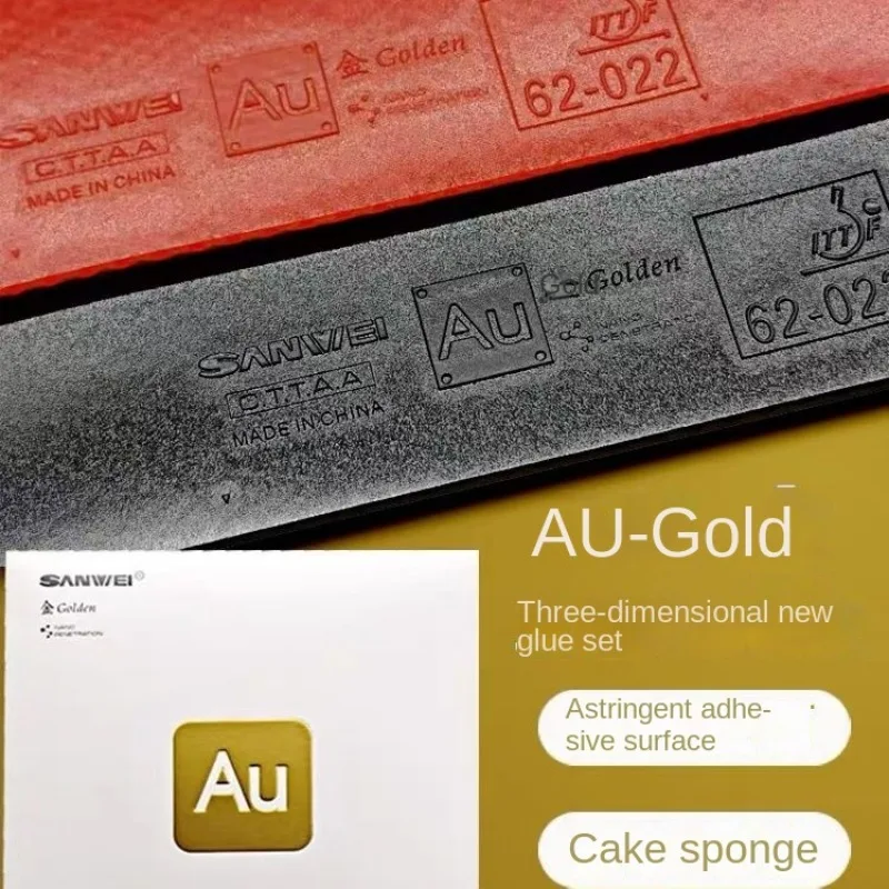 

SANWEI-AU-Golden Table Tennis Rubber, Non-Sticky Lightweight Ping Pong Rubber Sheet with Pre-set Cake Sponge, Made in China