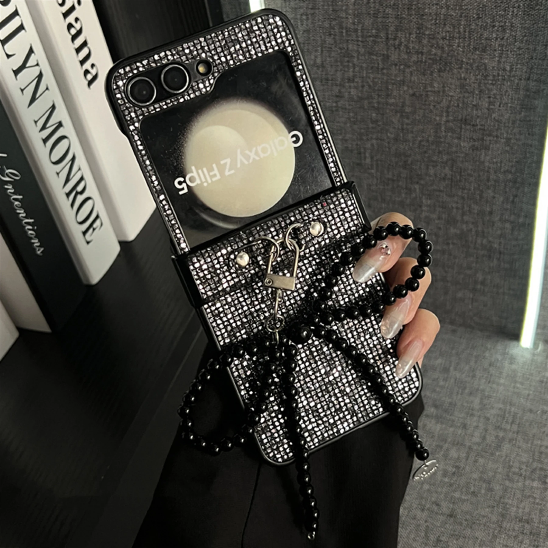 Galaxy Z Flip 5 Z Flip4 Flip5 Zflip3 Flip6 Zflip5 Phone Case 3D Bow Pendant Glitter Bling Rhinestone