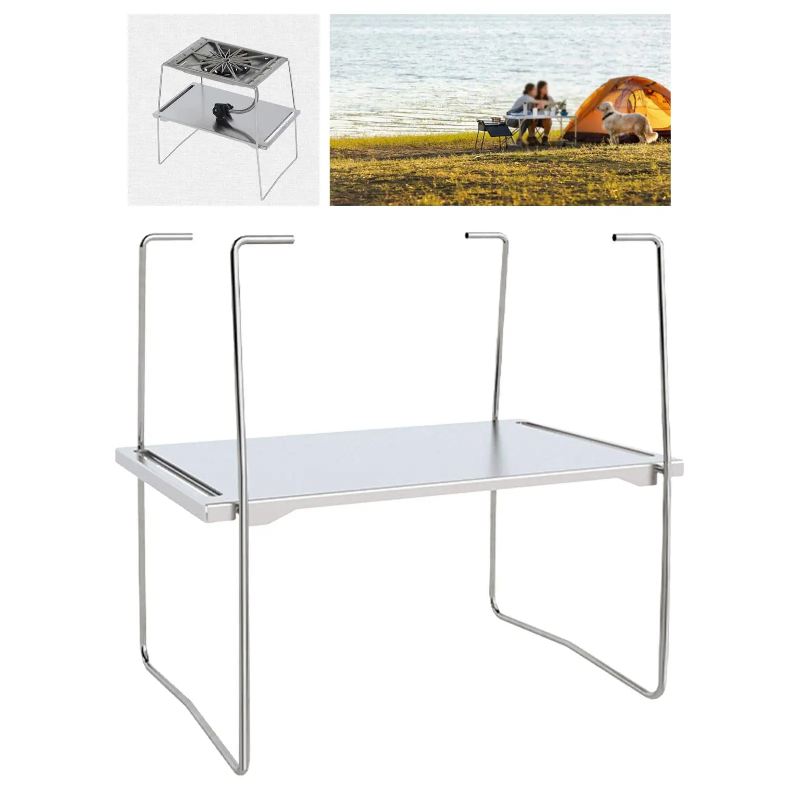 Single Unit Frame Stove Table Sturdy Outdoor Folding Cooking Rack for Family Reunions Backpacking Fishing Courtyard Trekking