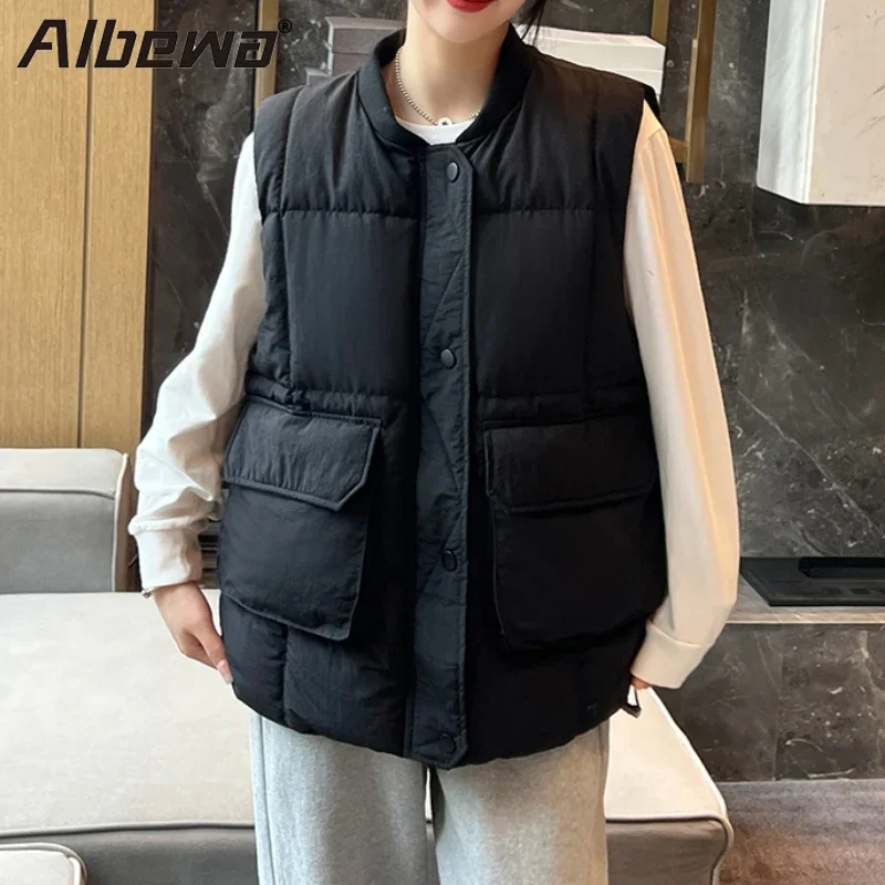 

Winter Jackets Vests for Women 2023 Plus Size Sleeveless Puffer Padded Warm Women's Stand Collar Zipper Parka Feminina Coats