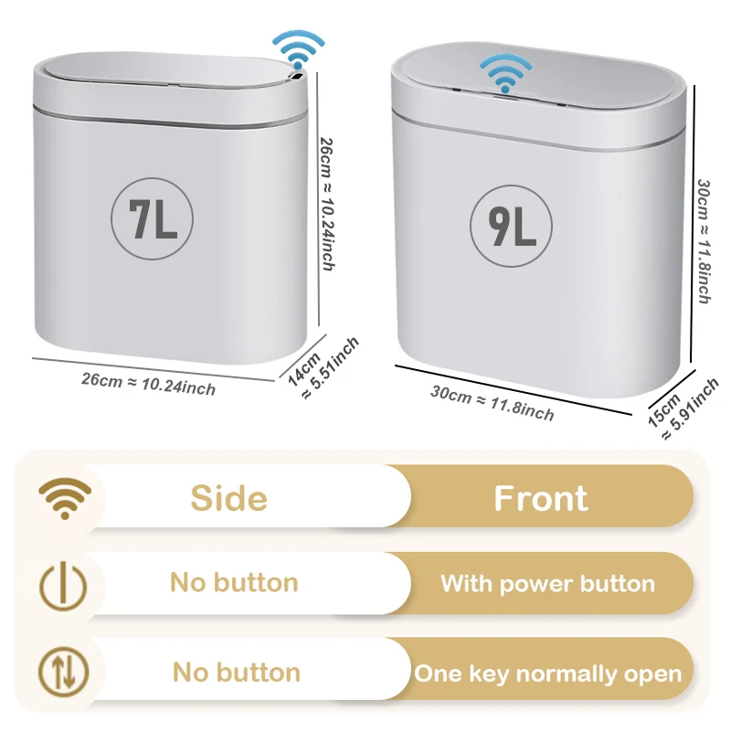 Trash can 7/9L waterpoof bathroom toilet kitchen basket dustbin automatic sensor wastebasket