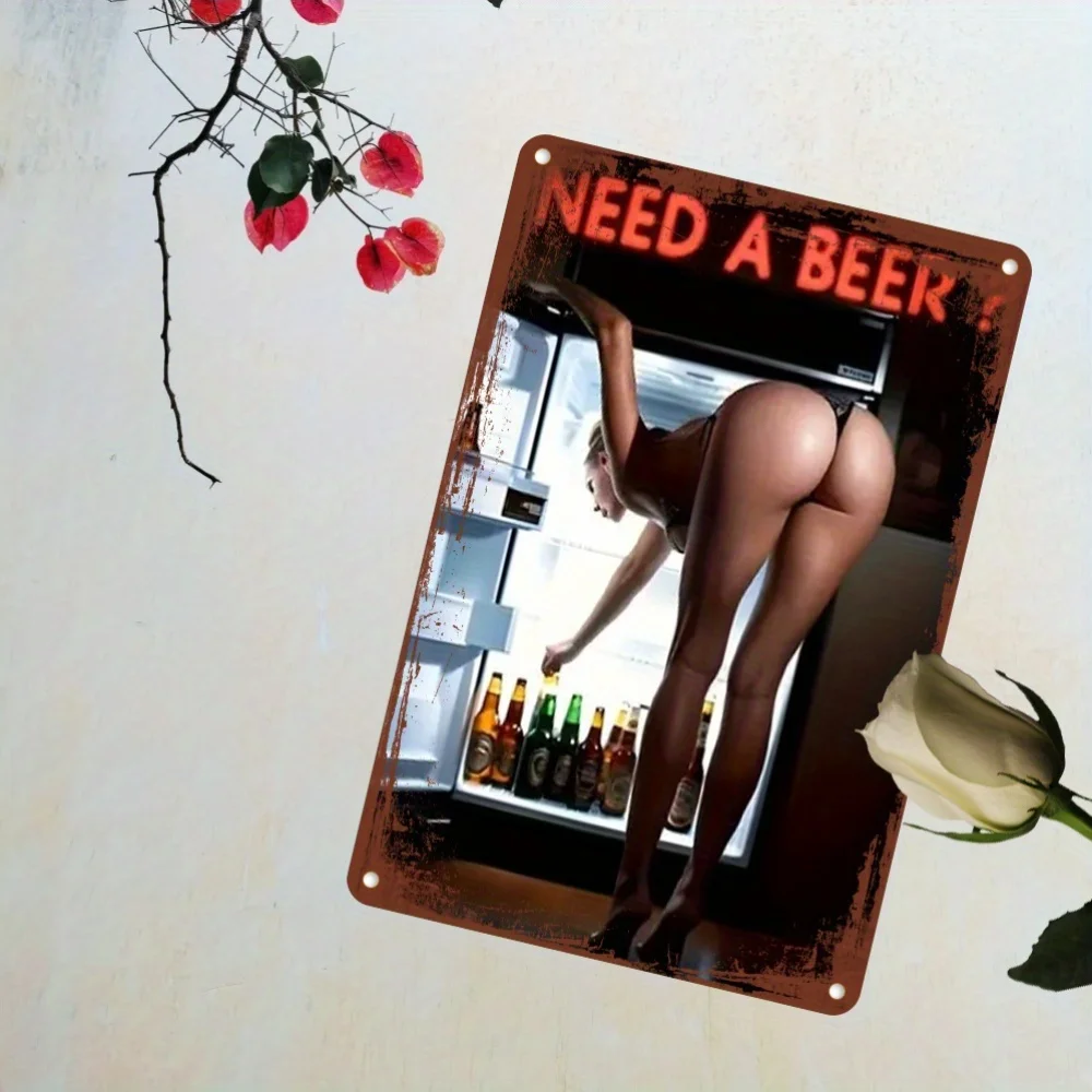 "Need a Beer" Iron Wall Sign - Humorous Decor for Home Bars, Offices & Bedrooms - Indoor/Outdoor Use