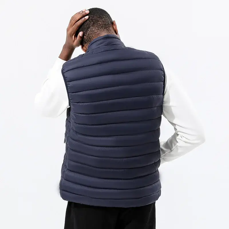 Autumn Winter Men's Vest Stand Collar Plus Size Casual Sleeveless Warm Waistcoat Jacket Wholesale Cotton Padded Outerwear - Image 4