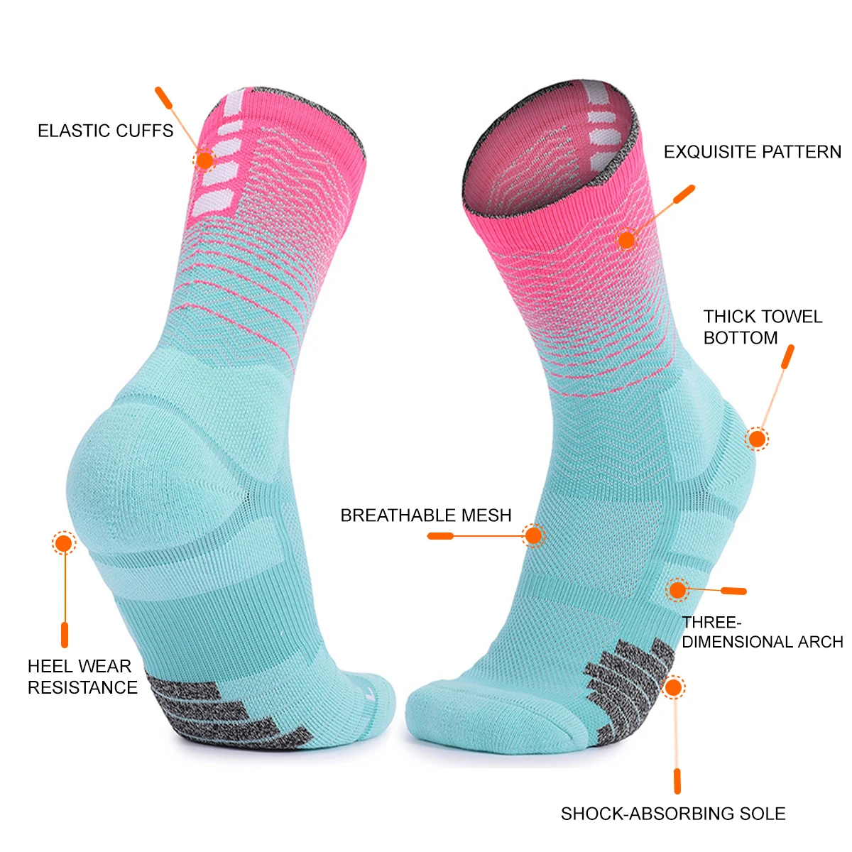 WRELS Running Socks Fitness Sports Quick Drying Sweat Breathable Professional Marathon Running Socks Anti-friction Soft Socks