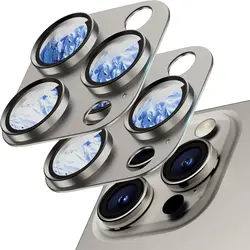 Desert Titanium Camera Lens Protector Cover - 2 Pack for 15 Pro and 15pro max (GRAY)