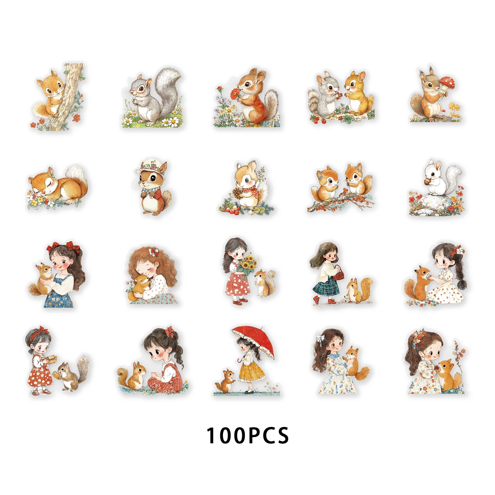 20 قطعة من ملصقات السنجاب اللطيفة والفتيات للأطفال...