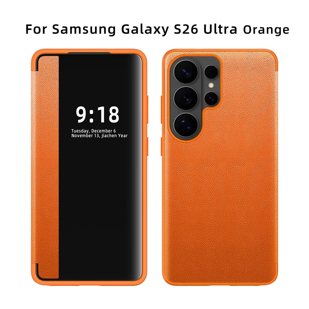 Leather Smart Flip Cover with Screen Protector - Shockproof Silicone Case