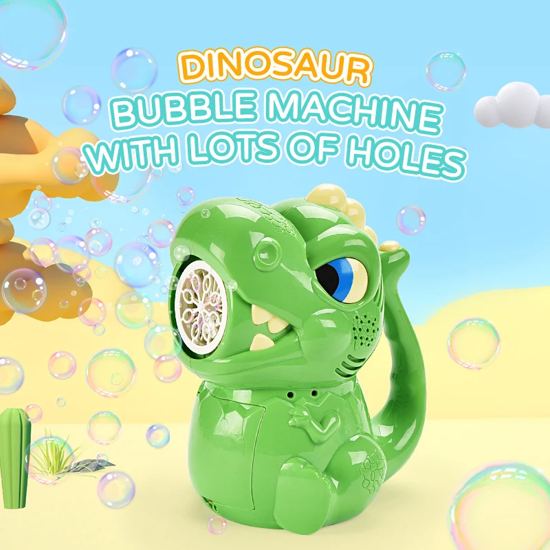 

2023 New Bubble Gun Dinosaur Blowing Bubble Machine Children Toys Gifts for Children Outdoors Automatic Swimming Pool Party
