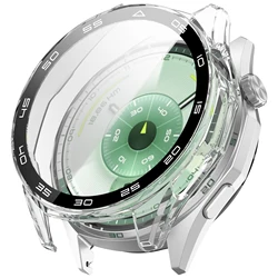 Durable Glass Screen Protector & Hard PC Bumper Shell Cover - Anti - Scratch Watch Accessory for Huawei GT6 46mm (Transparent scale)
