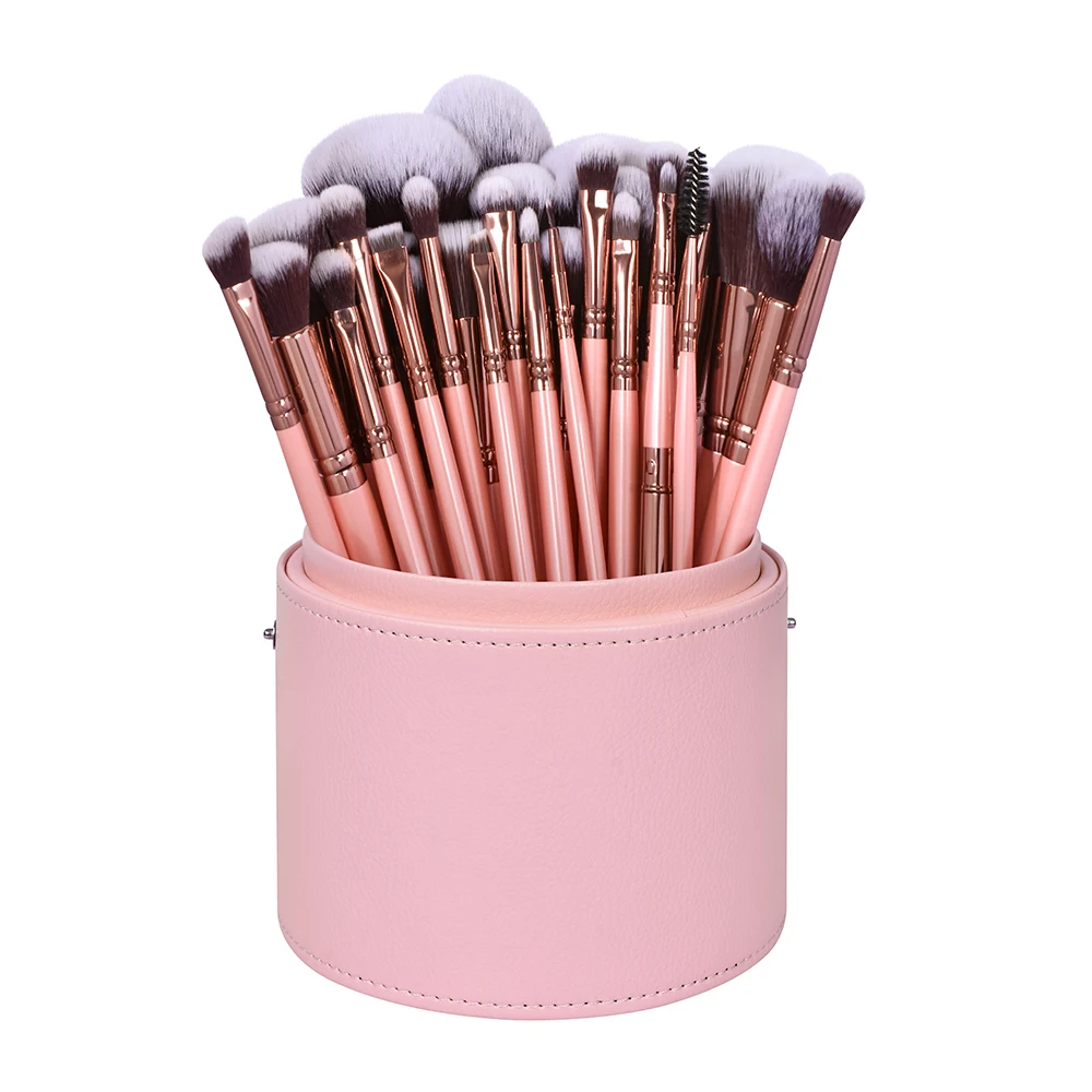 

30Pcs Wool Hair Makeup Brushes Foundation Concealer Eyeshadow Eyeliner Powder Cosmetic Blending Pink Face Make Up Beauty Tools