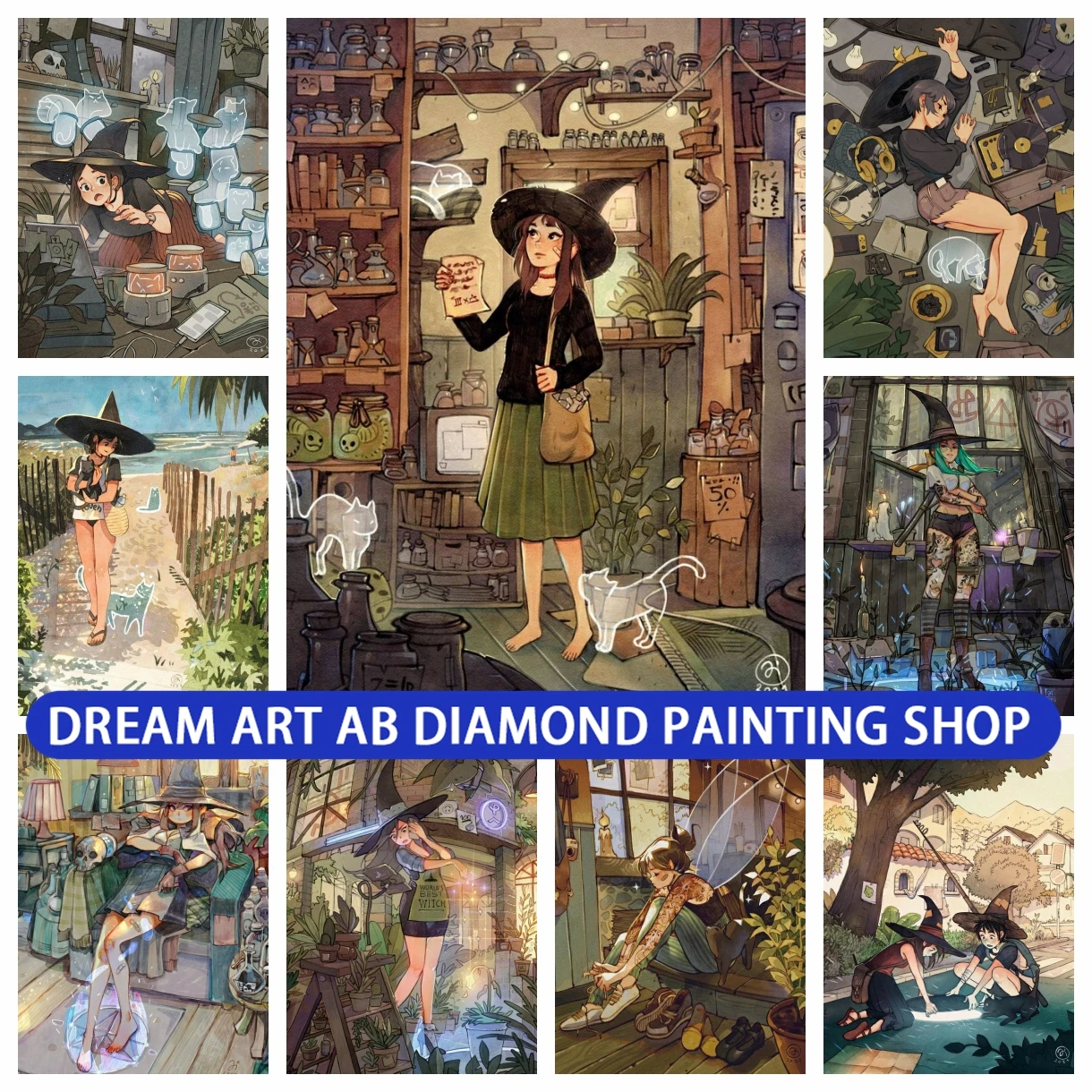 

Witch's Day 5D DIY AB Diamond Painting Mosaic Fantasy Gothic Elf Full Square Round Drill Cross Stitch Rhinestones New Arrivals