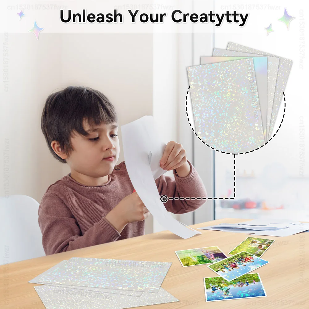 10 Sheets Cold Lamination Film Glass/Sart/Circles/Dots/Transparent/Holographic Adhesive Paper use for Adhesive Photo Paper A4