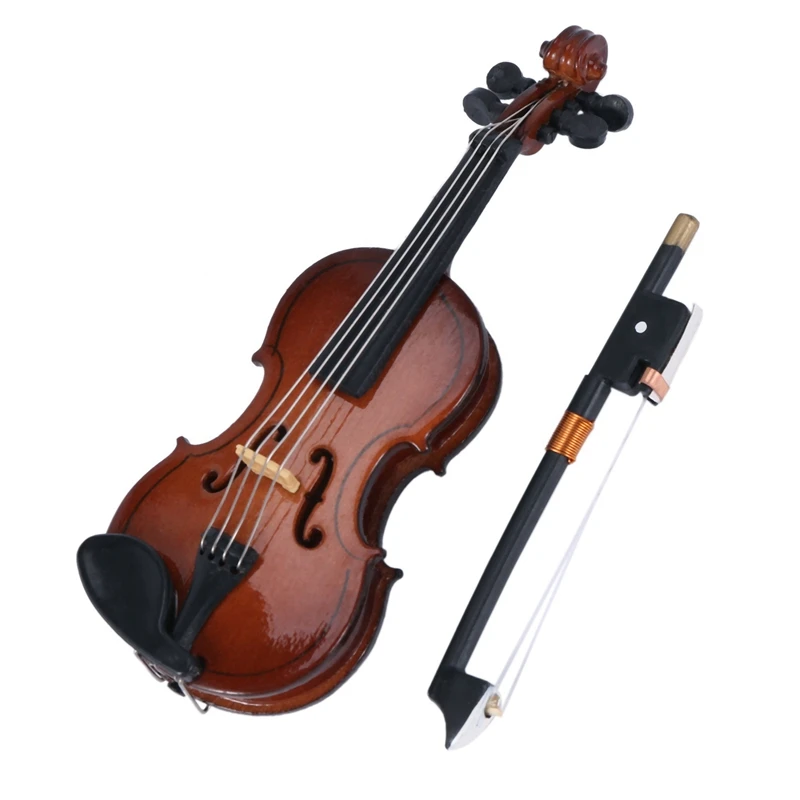 

New 4X Gifts Violin Music Instrument Miniature Replica With Case, 8X3cm