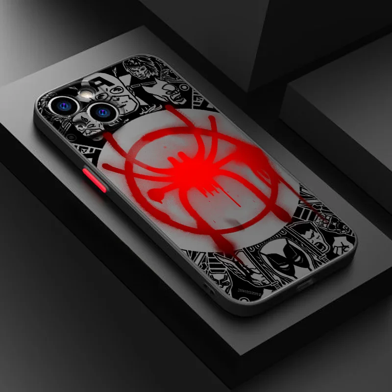 thumbnail image 1 of Funda translúcida mate Iron Man Marvel Spiderman para Apple iPhone 15 14 13 12 11 XS Mini Pro Max 8 7 XR X Plus, 1 of 5