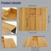 Sofa Tray Bamboo with Wood Remote Control Holder Folding Anti Slip Couch Armrest Cup Holder Detachable for Couch Storage 6