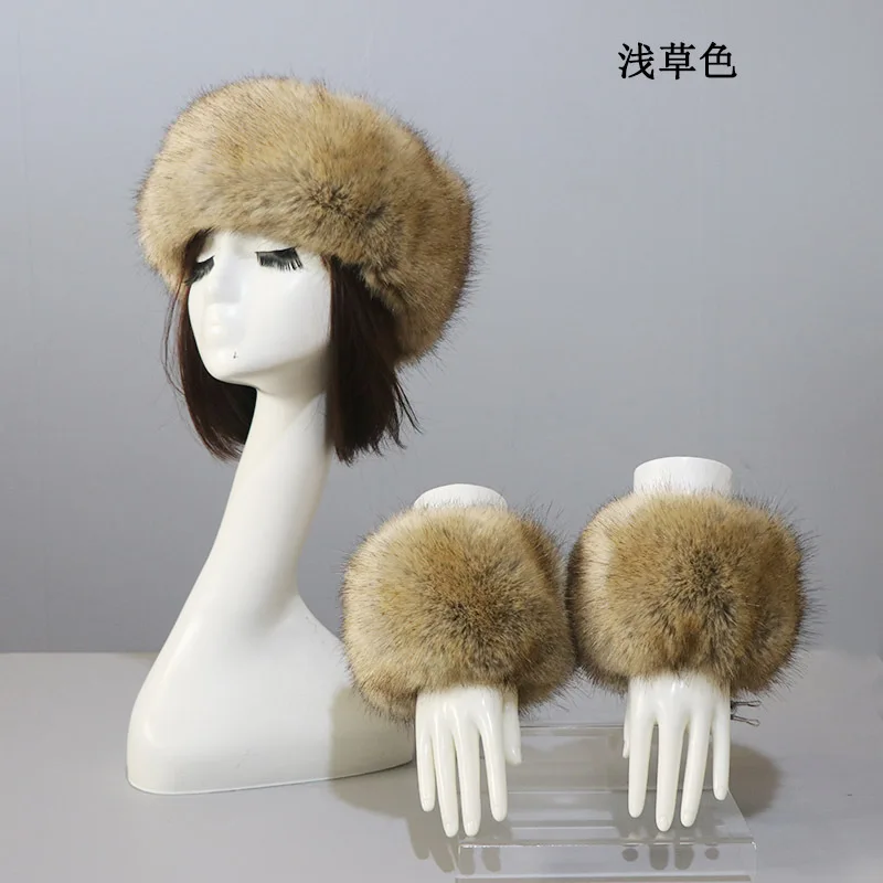 Winter Dicke Warme Pelzige Haarband für Frauen Mädchen Mode Flauschigen Faux Pelz Russische Hut Stirnband Outdoor Wärmer Ski Beanie Hüte – Detail 17