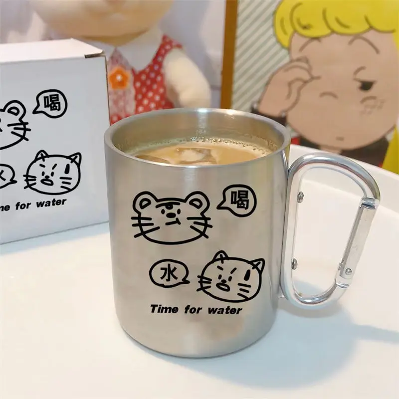 

Cartoon Coffee Cup Cute Cat Stainless Steel Mug Milk Tea Jucie Water Cups Student Couple Gift Kitchen Utensils Freeshipping